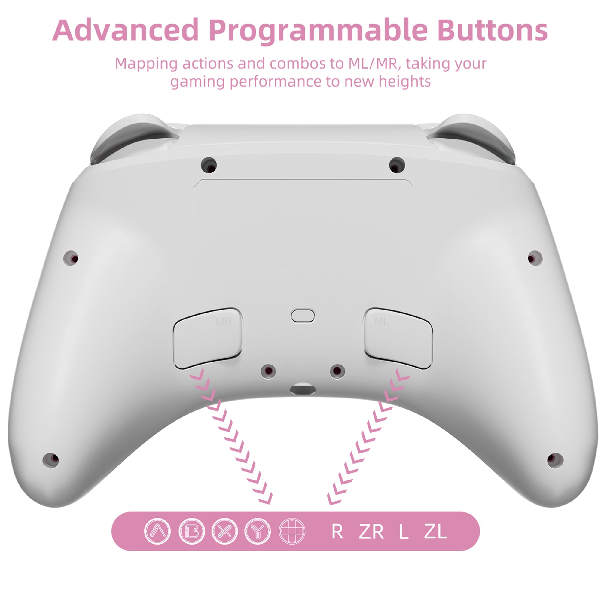 Mytrix Pink Glitter Gradient Wireless Pro RGB Controller with Programmable Back Buttons and Turbo, for Nintendo Switch, PC, Android & iOS Mytrix Pink Glitter Gradient Wireless Pro RGB Controller with Programmable Back Buttons and Turbo, for Nintendo Switch, PC, Android & iOS